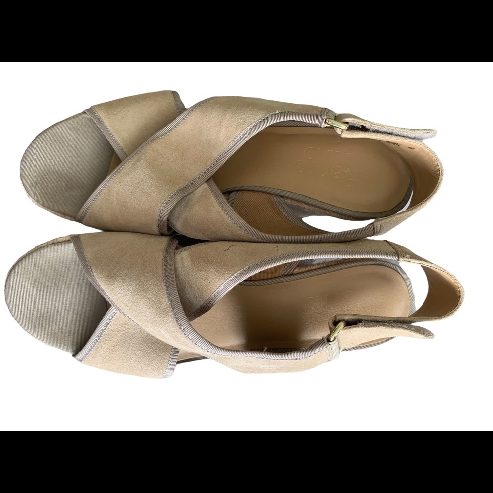 Franco Sarto Slingback Cork Wedge Sandal Platform Nude Tan Neutral Color 9